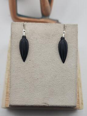 Plastic Black Leaf Drop Earrings - Women Jewelry